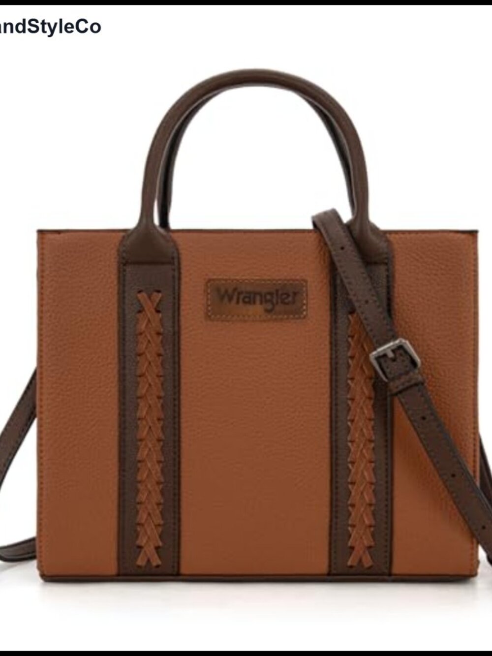Vegan Leather Tote Bag with Whipstitch Design and Adjustable Strap